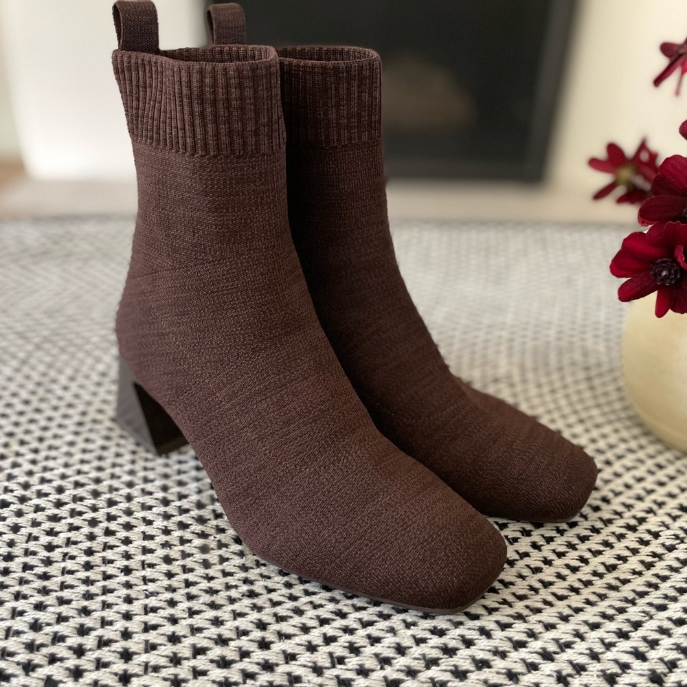 Vivaia Regina Pro Square Toe Block Heel Boots Water Repellent 38 Brown - Picture 3 of 11